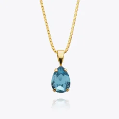 Petite Drop Halsband / Aquamarine (Guld)><noscript><img width=