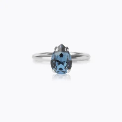 Petite Drop Ring, Denim Blue – Rhodium>Caroline Svedbom Best