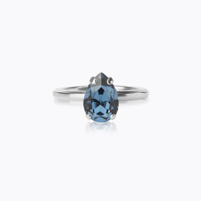 Petite Drop Ring, Denim Blue – Rhodium>Caroline Svedbom Best