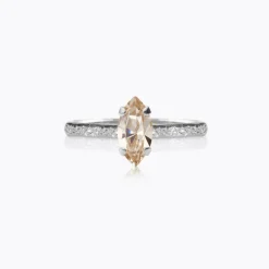 Petite Navette Ring / Light Silk (Rhodium)>Caroline Svedbom Sale