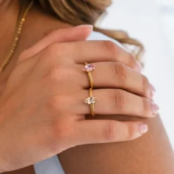 Petite Navette Ring / Light Rose (Guld)>Caroline Svedbom Clearance