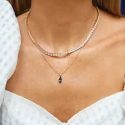 Caroline Svedbom Petite Navette Halsband/ Denim Blue (Guld)>Caroline Svedbom Halsband Online