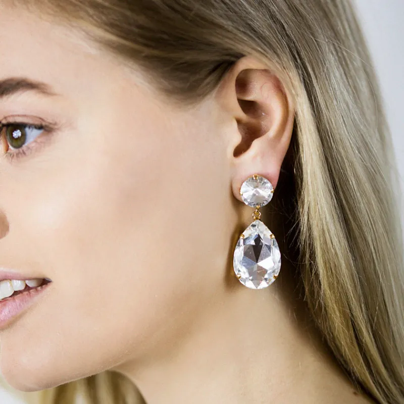 Örhängen Perfect Drop Crystal (Rhodium)>Caroline Svedbom Clearance