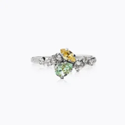 Sandra Ring / Chrysolite + Jonquil (Rhodium)>Caroline Svedbom Sale