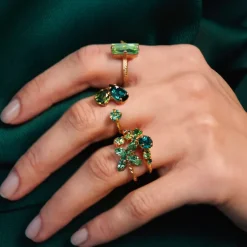 Stardust Ring / Green Combo (Rhodium)>Caroline Svedbom Online