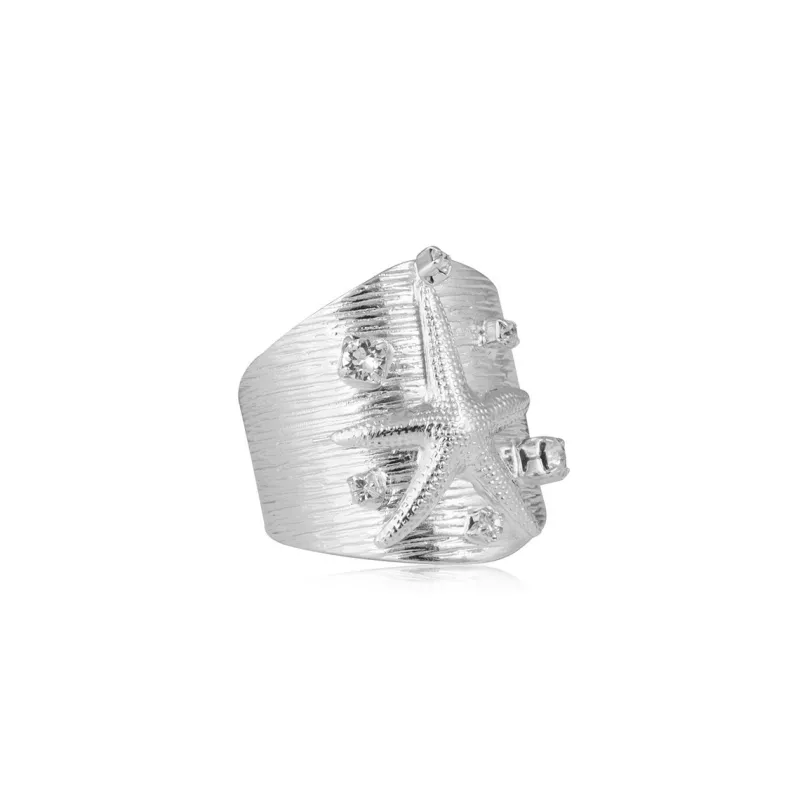 Starfish Ring Rhodium / Crystal>Caroline Svedbom Discount