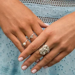 Starfish Ring Rhodium / Crystal>Caroline Svedbom Discount