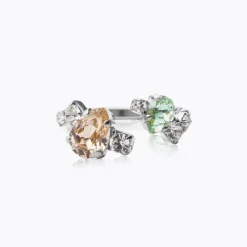 Vivi Ring / Chrysolite + Light Silk (Rhodium)>Caroline Svedbom Sale
