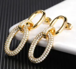 Guld örhängen med 18K förgyllning och cubic zirconia stenar>Celine Estelle