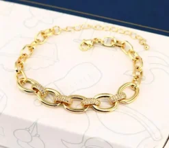 Guldarmband med 18K förgyllning och CZ 16+4 cm-CEBG012>Celine Estelle Outlet