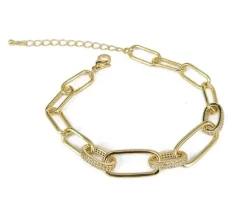 Guldarmband med 18K förgyllning och CZ 17+5 cm>Celine Estelle New