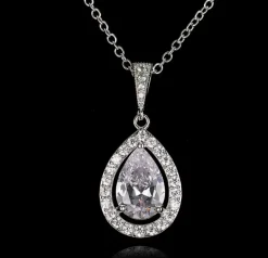 Celine Estelle Silverhalsband med Vitguld och CZ 40+8 cm>KAMPANJ Discount