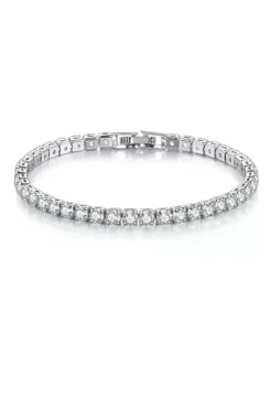 Celine Estelle Stilrent Silverarmband med Vitguld och CZ 4 mm>KAMPANJ