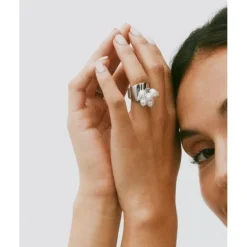 Pearl Signet Ring Stål><noscript><img width=