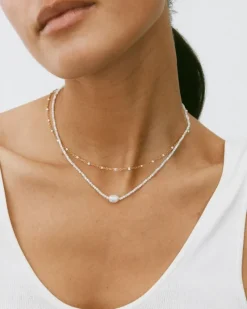 Perlina Kedje Halsband Vit Guld><noscript><img width=