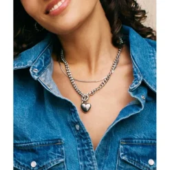 Square Link Halsband Stål><noscript><img width=