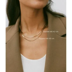 Square Link Halsband Guld><noscript><img width=