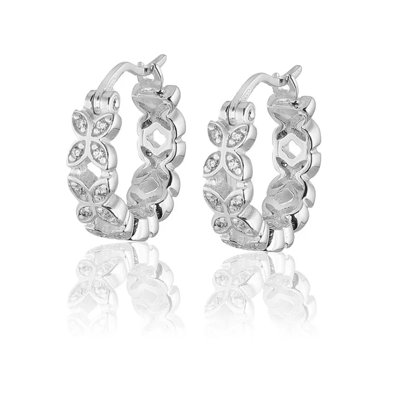 Gynning Jewelry Sparkling ellipse mini örhängen creol – S (Silver)>Carolina Gynning smycken New