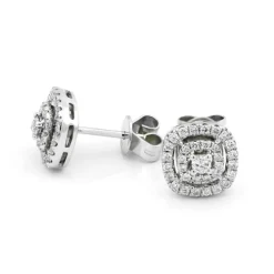 Örhängen i 18K Vitguld med 0.39ct TW/SI Diamanter – MSF04W>Halo Hot