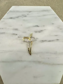 18K Guld Kors Cubic Zirconia – ZKHG005> Hot