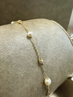 18K Guld Pärl Armband – 14054125> Sale