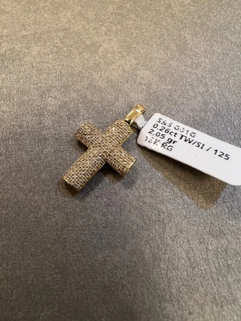 Kors i 18K Guld med 0.26ct TW/SI Diamanter – MSG01G> Online