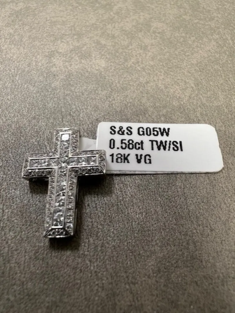Kors i 18K Vitguld med 0.58ct TW/SI Diamanter – MSG05W> Hot