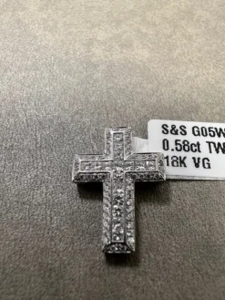 Kors i 18K Vitguld med 0.58ct TW/SI Diamanter – MSG05W><noscript><img width=
