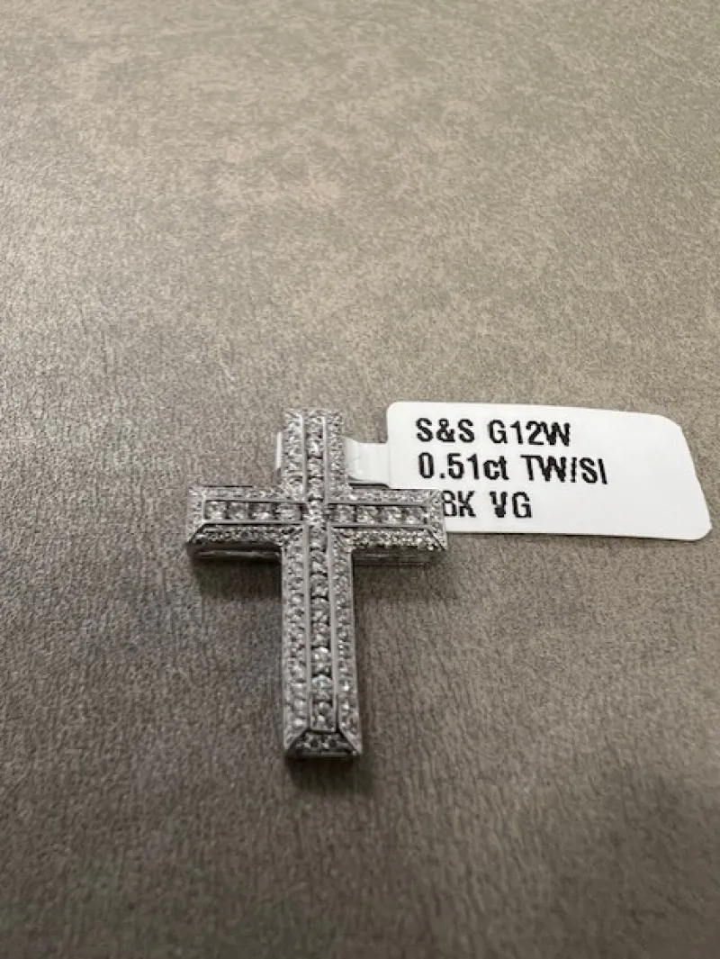 Kors i 18K Vitguld med 0.51ct TW/SI Diamanter – MSG12W> Outlet