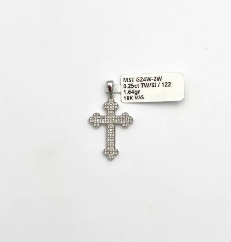 Kors i 18K Vitguld med 0.22ct TW/SI Diamanter – MSTG24W-1G> Sale
