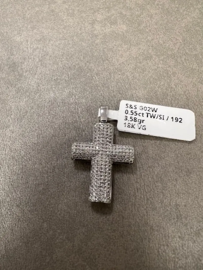 Kors i 18K Vitguld med 0.55ct TW/SI Diamanter – MSG02W>