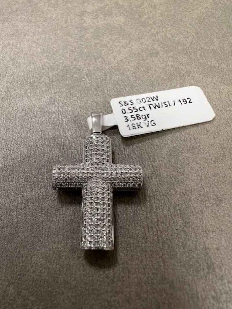 Kors i 18K Vitguld med 0.55ct TW/SI Diamanter – MSG02W>