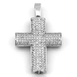 Kors i 18K Vitguld med 0.55ct TW/SI Diamanter – MSG02W><noscript><img width=