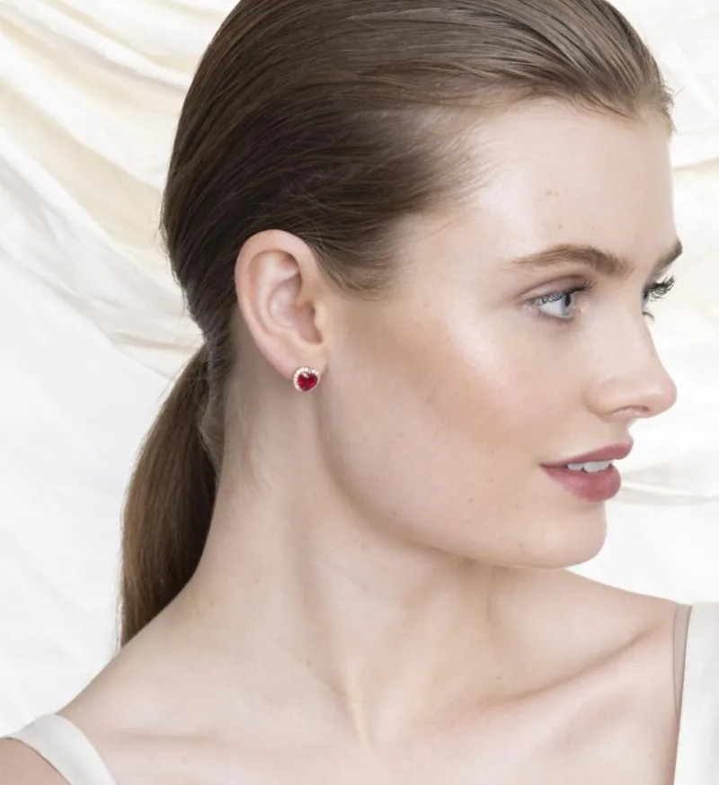 Delphine Stud Örhängen – Pink Ruby (Guld) 65071>Lily And Rose Clearance