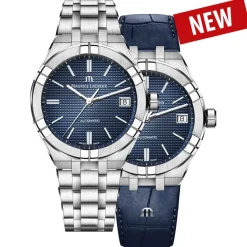 Maurice Lacroix 39mm + Blå Läderarmband AI6007-SS002-430-2>Aikon