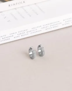 Beaded Örhängen Medium Silver><noscript><img width=