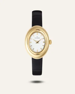 Mockberg Belle Oval Läder Klocka Guld MB1414>Klockor Clearance