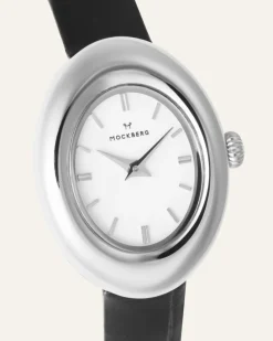 Mockberg Belle Oval Läder Klocka Silver MB1415><noscript><img width=