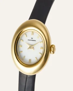 Mockberg Belle Oval Petite Läder Klocka Guld MB1412><noscript><img width=
