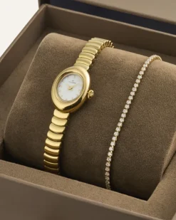 Mockberg Belle Oval Petite Combo Guld>Klockor
