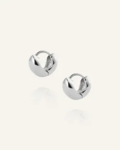 Bulky Mini Huggies Örhängen Silver><noscript><img width=