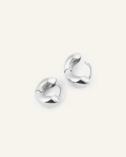 Bulky Mini Huggies Örhängen Silver><noscript><img width=