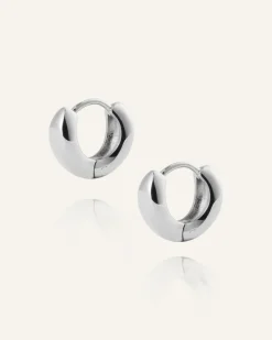 Bulky Small Huggies Örhängen Silver><noscript><img width=