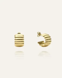 Chic Ribbed Örhängen Guld>Mockberg Online