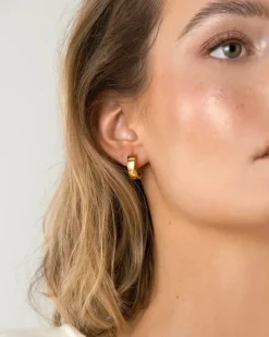 Chunky Guld Medium Örhängen><noscript><img width=