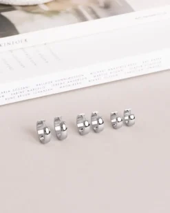 Chunky Silver Medium Örhängen><noscript><img width=