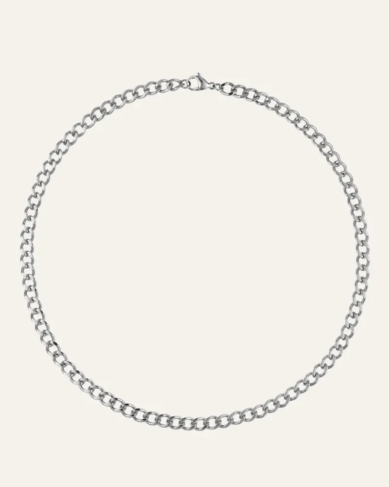 Mockberg Curb Kedje Silver>Halsband New