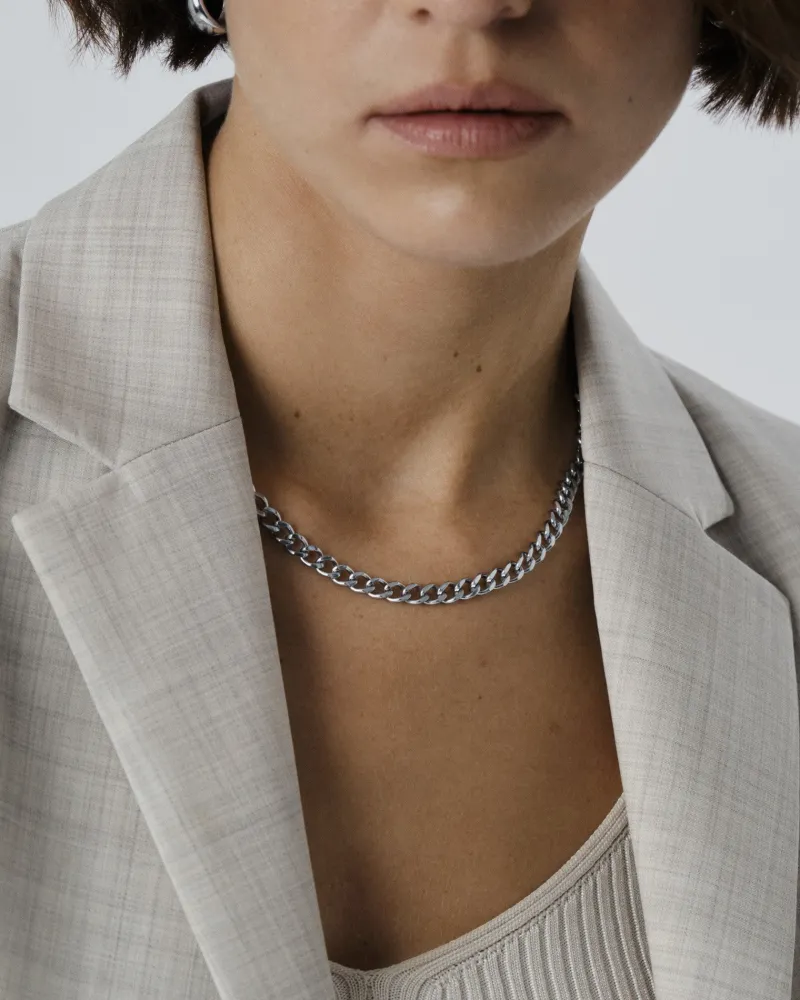 Mockberg Curb Kedje Silver>Halsband New