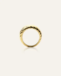 Curved Ribbed Ring Guld>Mockberg Outlet