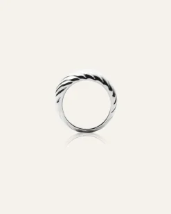 Curved Ribbed Ring Silver>Mockberg Clearance